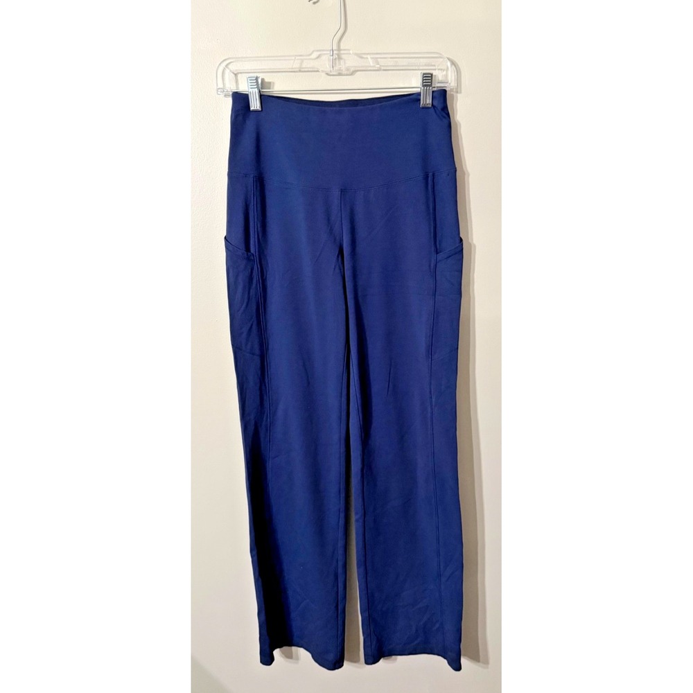 Sunday Athletic Leggings Straight Leg Womens Med‎ Stretch Pull On Blue Pockets